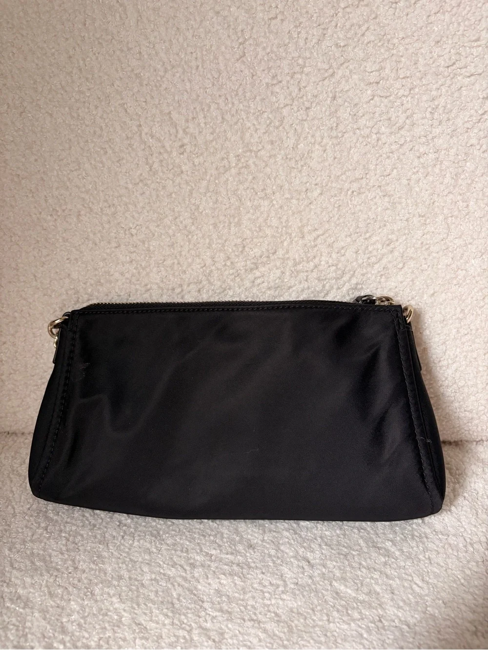 kate spade black nylon wristlet with gold chain strap